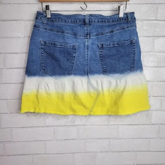 Wild Fable Dip Dye Yellow White Denim Skirt - Picture 2 of 4